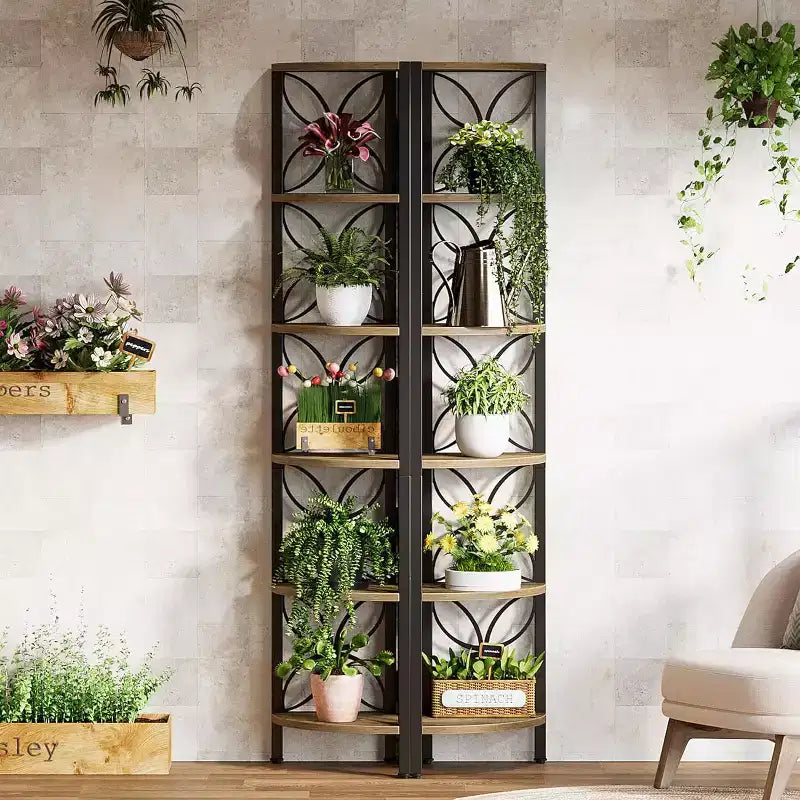 6-Tier Corner Shelf, 70.9 Bookshelf Display Rack, Storage Shelving Unit Plant Stand for Living Room, Bedroom, Bathroom, Kitchen