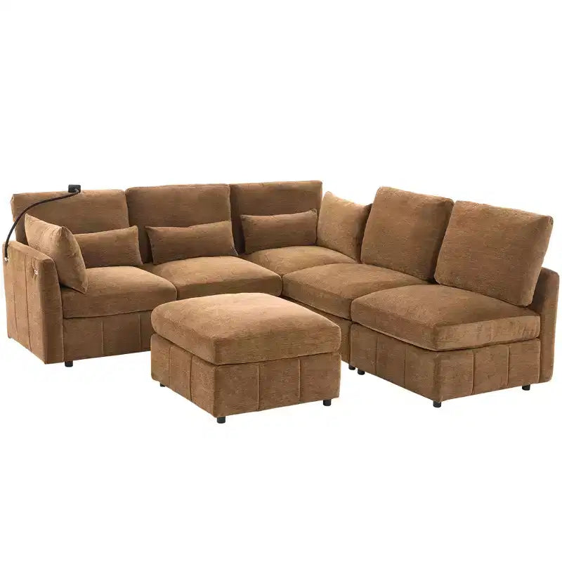 Multifunctional Modular Sectional Sofa with Movable Ottoman