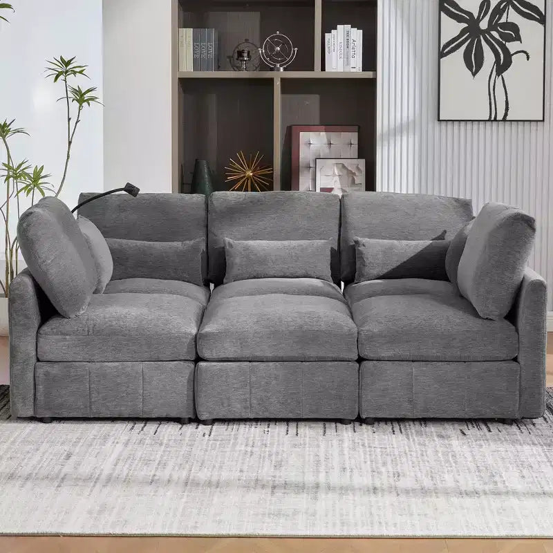 Multifunctional Modular Sectional Sofa with Movable Ottoman