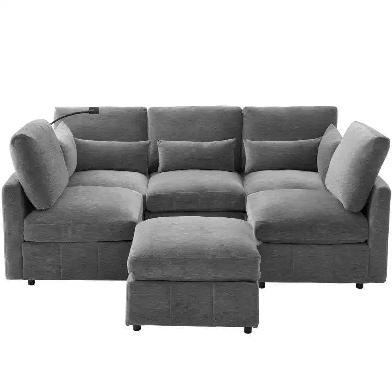 Multifunctional Modular Sectional Sofa with Movable Ottoman