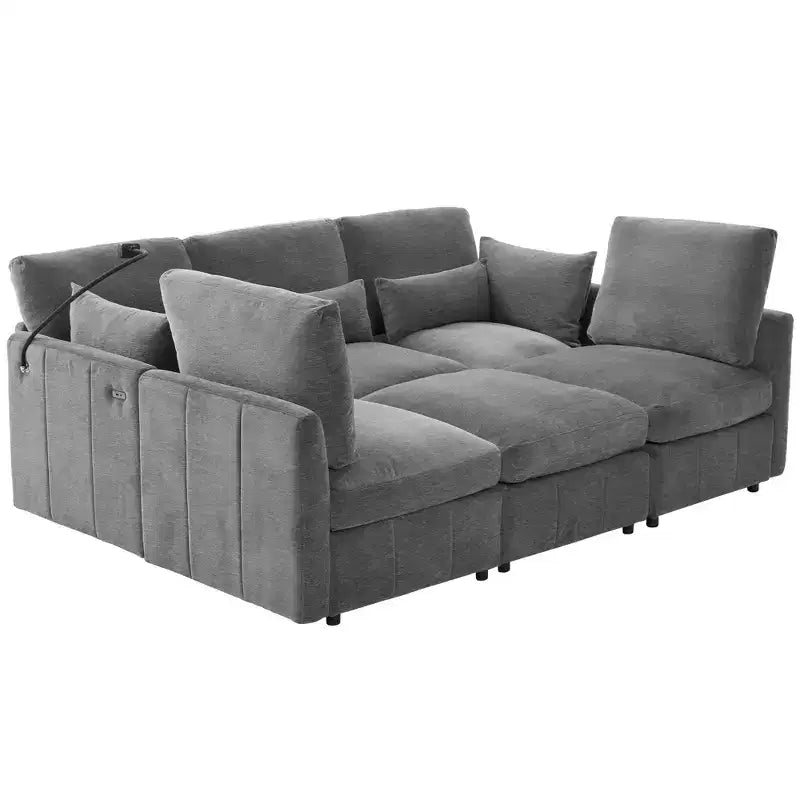 Multifunctional Modular Sectional Sofa with Movable Ottoman