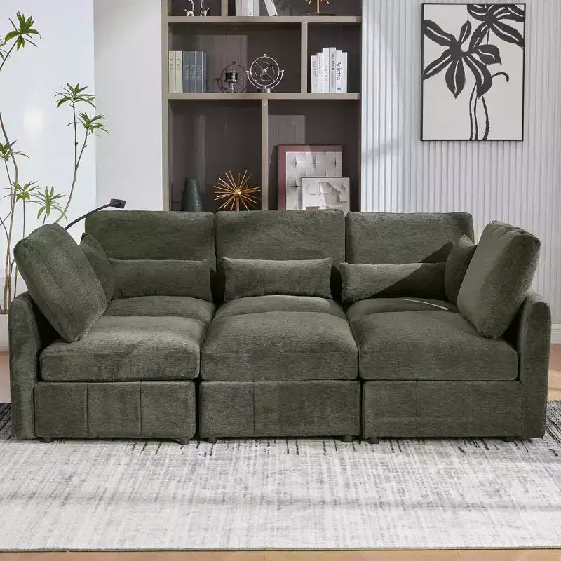 Multifunctional Modular Sectional Sofa with Movable Ottoman