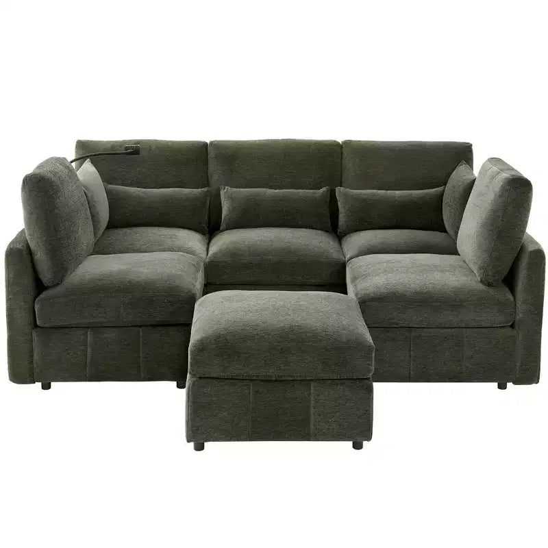 Multifunctional Modular Sectional Sofa with Movable Ottoman