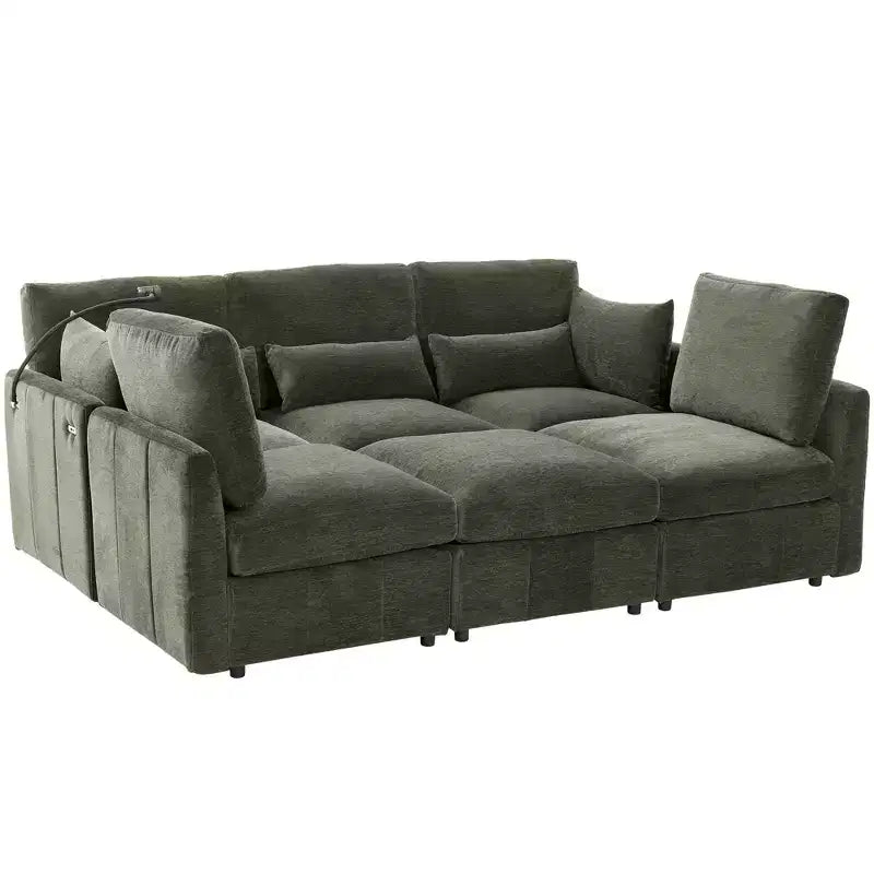 Multifunctional Modular Sectional Sofa with Movable Ottoman