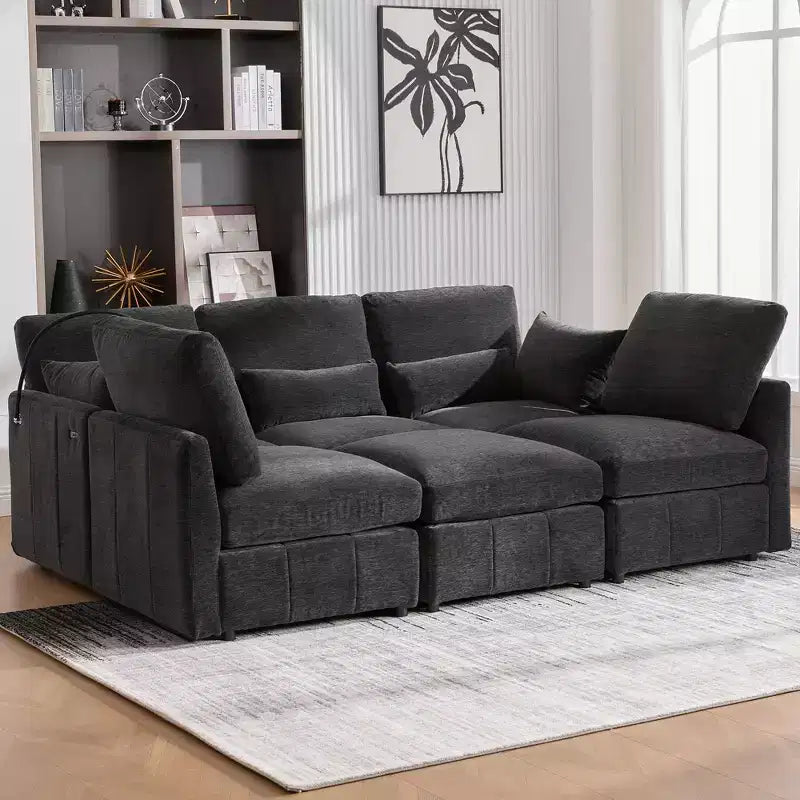 Multifunctional Modular Sectional Sofa with Movable Ottoman