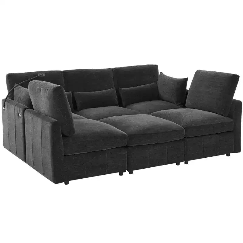 Multifunctional Modular Sectional Sofa with Movable Ottoman
