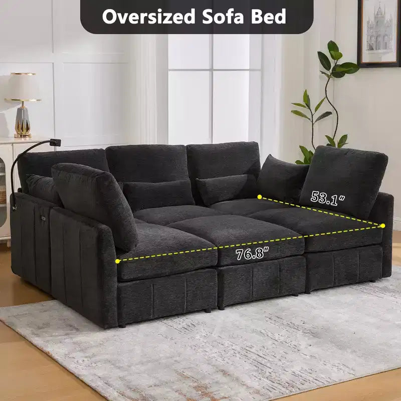 Multifunctional Modular Sectional Sofa with Movable Ottoman