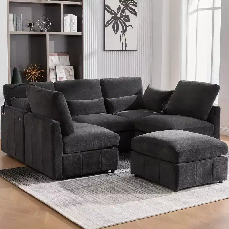 Merax Multifunctional Modular Sectional Sofa with Movable Ottoman