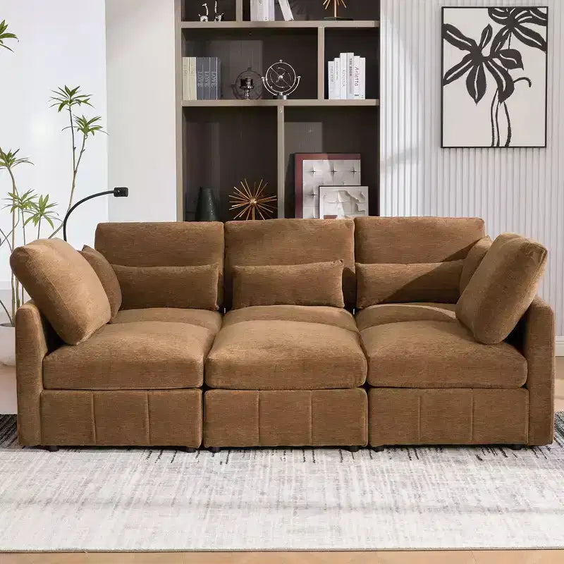 Multifunctional Modular Sectional Sofa with Movable Ottoman