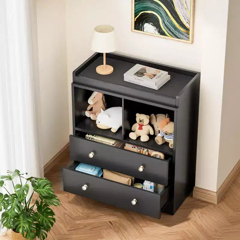 Baby Dresser with Changing Table Top, 6 Drawer Nursery & Changing Station with Changing Pad, Sturdy Wooden Baby