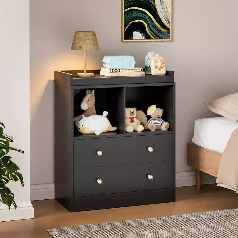 Baby Dresser with Changing Table Top, 6 Drawer Nursery & Changing Station with Changing Pad, Sturdy Wooden Baby