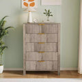 GustoWave Fluted 5 Drawer Dresser, 45 Inch Tall Slim Dresser for Small Spaces, Modern Farmhouse Wooden Chest of Drawers for Bedroom Nursery Apartment