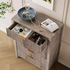 Commode à 5 tiroirs cannelés, commode étroite de 114 cm de haut pour petits espaces, commode en bois de style ferme moderne pour chambre à coucher, chambre d'enfant, appartement