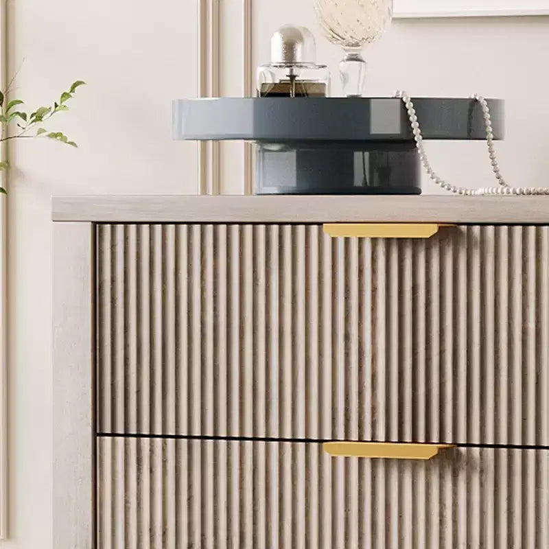 Fluted 5 Drawer Dresser, 45 Inch Tall Slim Dresser for Small Spaces, Modern Farmhouse Wooden Chest of Drawers for Bedroom Nursery Apartment