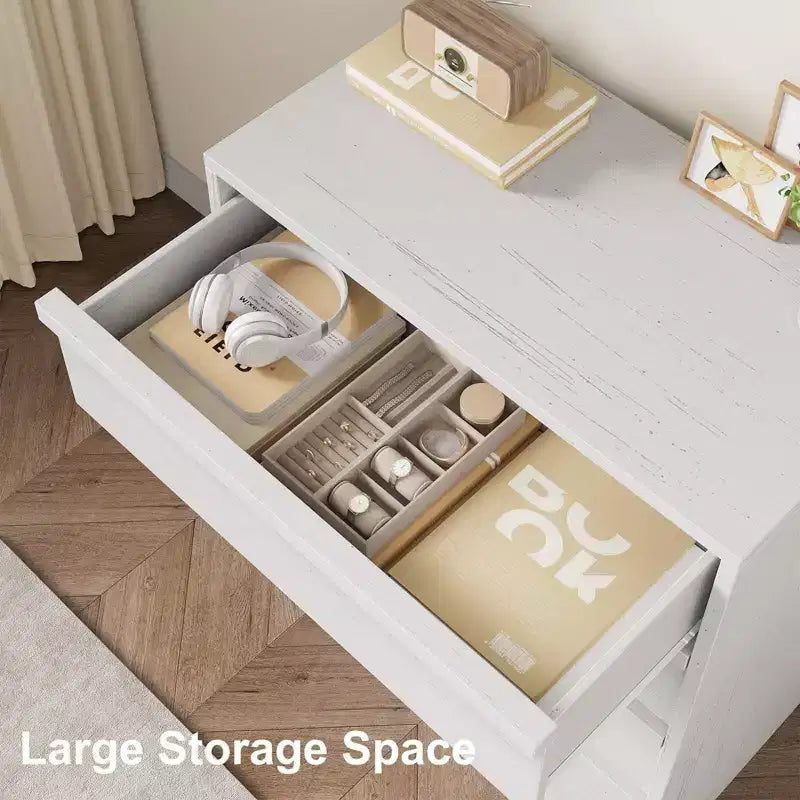 4-Drawer Natural Wood Dresser - Modern Storage Organizer with Recessed Handles for Bedroom or Living Room