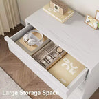 Commode 4 tiroirs en bois naturel - Organiseur de rangement moderne avec poignées encastrées pour chambre ou salon