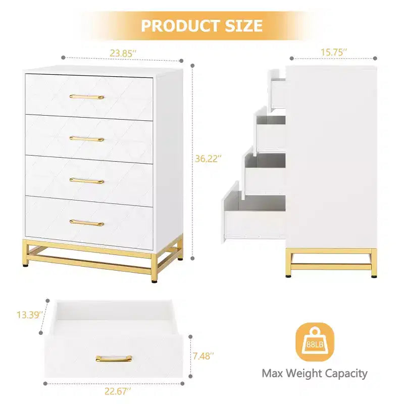 3-Drawer Wooden Dresser Space-Saving Classic Chest with Anti-Tip Safety, Clothes Storage, Versatile Nightstand & Organizer for Home & Dorm