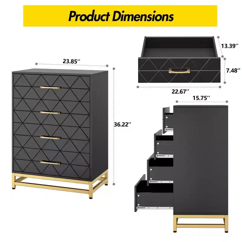 3-Drawer Wooden Dresser Space-Saving Classic Chest with Anti-Tip Safety, Clothes Storage, Versatile Nightstand & Organizer for Home & Dorm