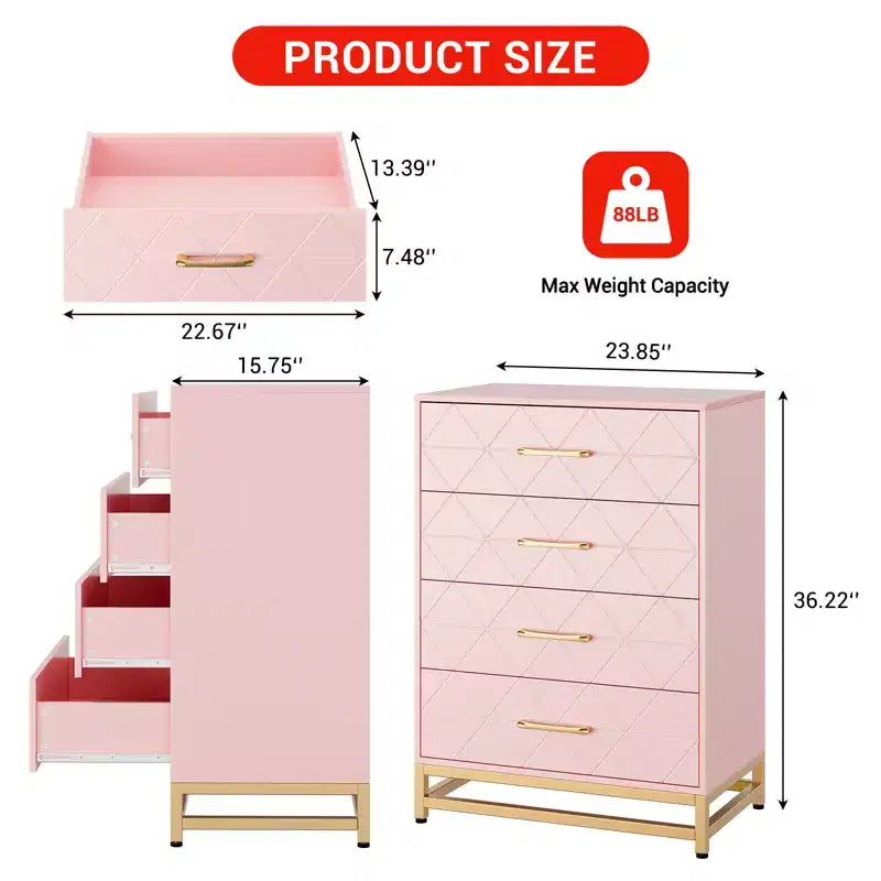 3-Drawer Wooden Dresser Space-Saving Classic Chest with Anti-Tip Safety, Clothes Storage, Versatile Nightstand & Organizer for Home & Dorm