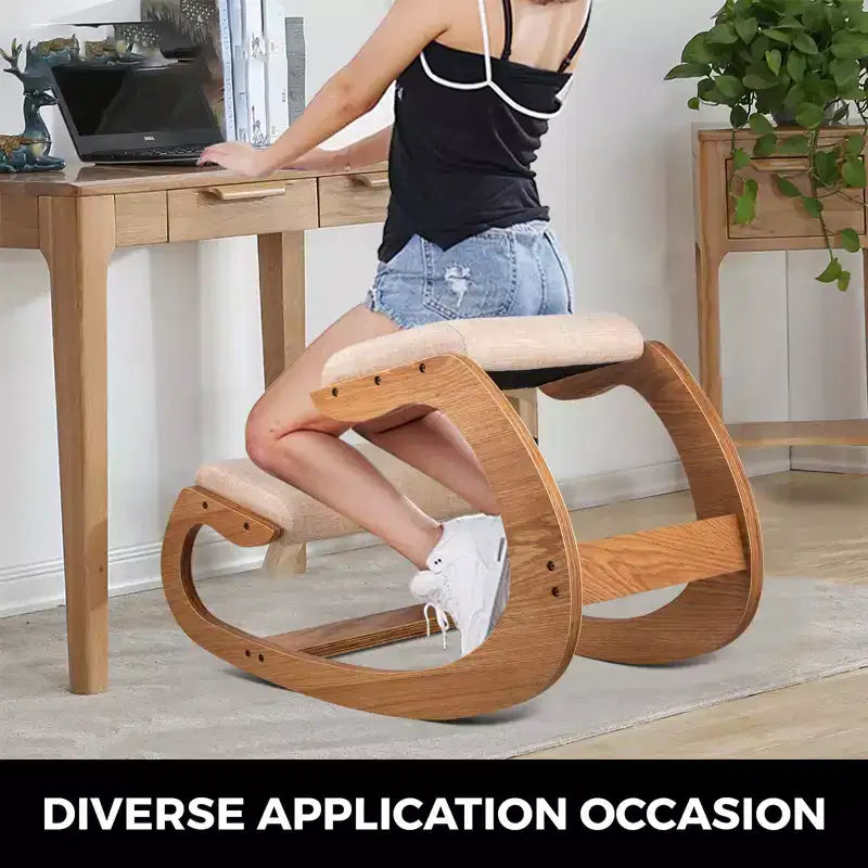 Ergonomic Kneeling Chair, Heavy Duty Better Posture Kneeling Stool Office Chair, for Body Shaping Relieveing Stress Meditation, Brown
