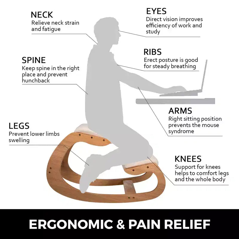 Ergonomic Kneeling Chair, Heavy Duty Better Posture Kneeling Stool Office Chair, for Body Shaping Relieveing Stress Meditation, Brown