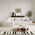 107 inch White Plush Corduroy Fabric Cloud Sectional Couch with L-Shape Chaise Modern Modular Sofa with Deep Seat