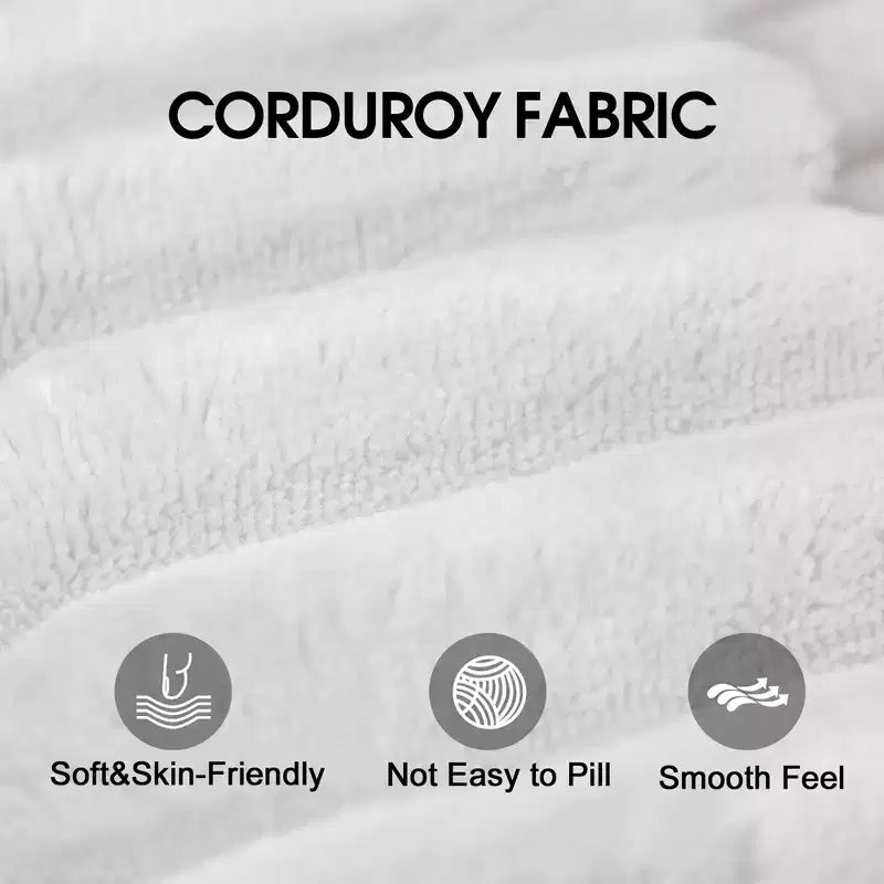 107 inch White Plush Corduroy Fabric Cloud Sectional Couch with L-Shape Chaise Modern Modular Sofa with Deep Seat