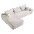 Canapé sectionnel en tissu velours côtelé blanc de 272 cm avec chaise longue en forme de L, canapé modulaire moderne avec assise profonde