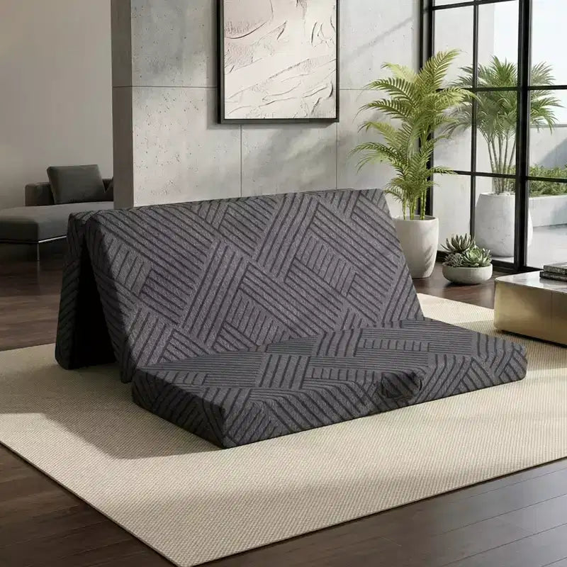 Dyonery 6 Inch Tri-Fold Memory Foam Mattress with Washable Cover/Storage Bag/Handle, Grey Foldable Mattress for Guest Bed/Dorm/Camping