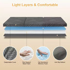 Matelas pliant de 15 cm en mousse à mémoire de forme avec housse lavable/sac de rangement/poignée, matelas pliable gris pour lit d'appoint/chambre d'étudiant/camping