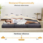 Matelas pliant de 15 cm en mousse à mémoire de forme avec housse lavable/sac de rangement/poignée, matelas pliable gris pour lit d'appoint/chambre d'étudiant/camping