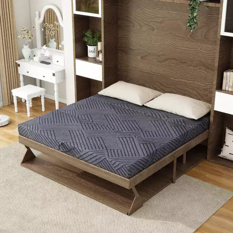 6 Inch Tri-Fold Memory Foam Mattress with Washable Cover/Storage Bag/Handle, Grey Foldable Mattress for Guest Bed/Dorm/Camping