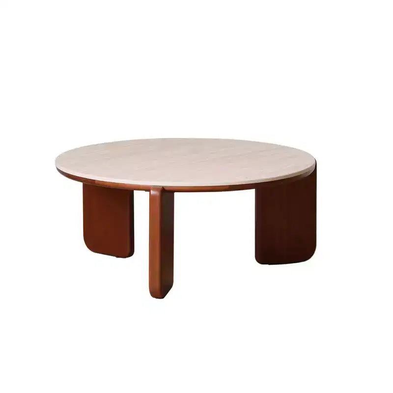 Bellamy Solid Wood Round Coffee Table with Sintered Stone Top