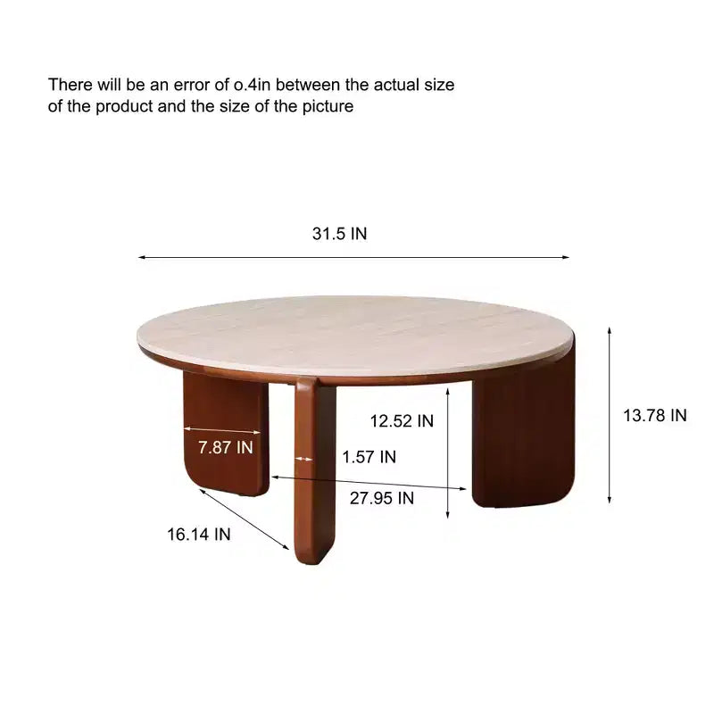Bellamy Solid Wood Round Coffee Table with Sintered Stone Top