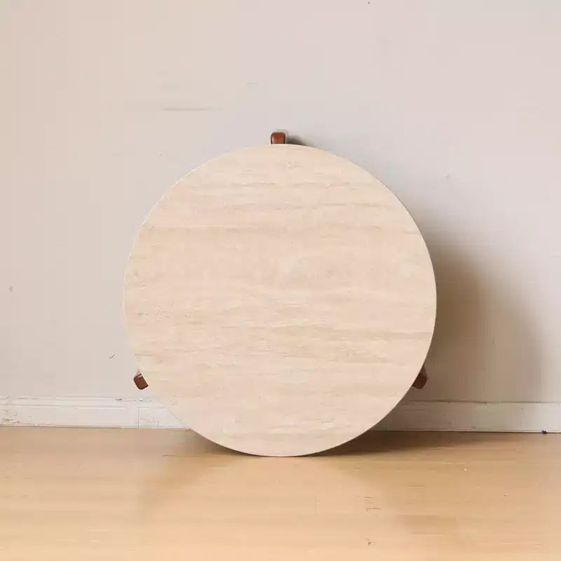 Bellamy Solid Wood Round Coffee Table with Sintered Stone Top