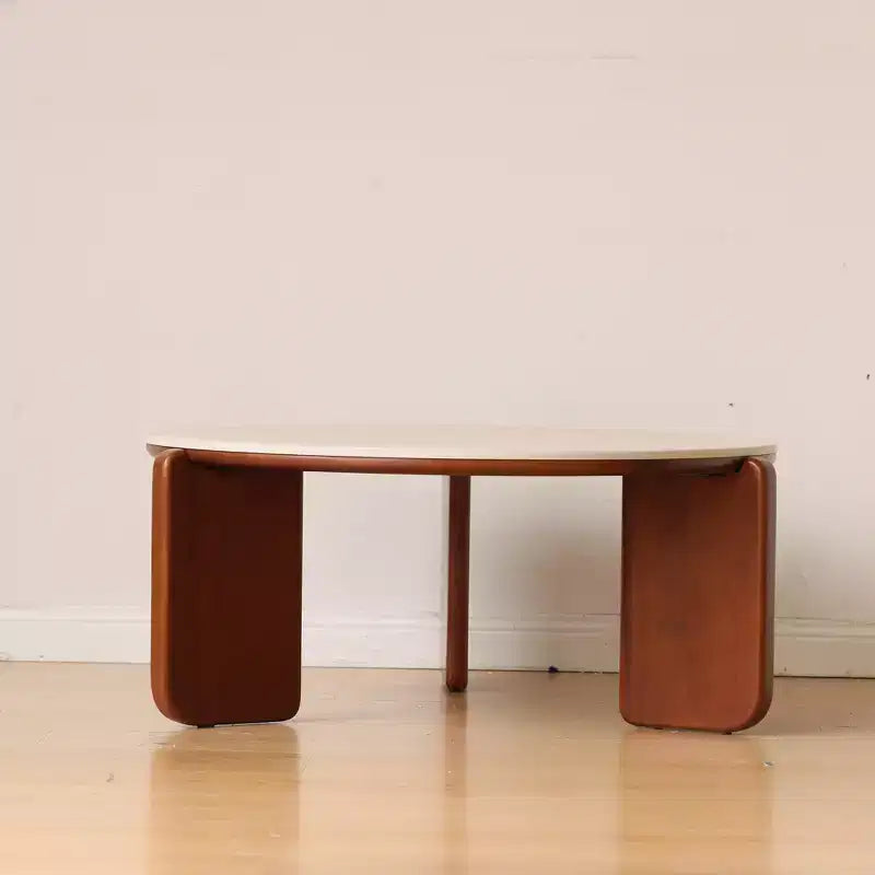Bellamy Solid Wood Round Coffee Table with Sintered Stone Top