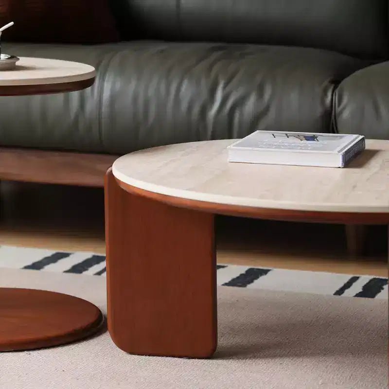Bellamy Solid Wood Round Coffee Table with Sintered Stone Top