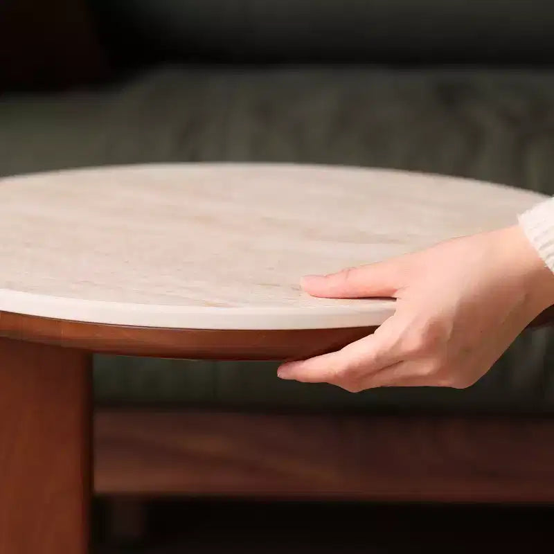 Bellamy Solid Wood Round Coffee Table with Sintered Stone Top