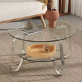 17.7 Glass Coffee Table, Modern Center Table with Tempered Glass Top for Living Room