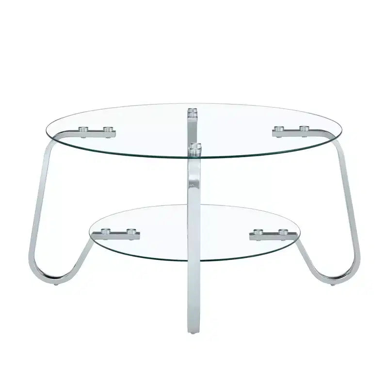 17.7 Glass Coffee Table, Modern Center Table with Tempered Glass Top for Living Room