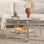 Table basse en verre de 45 cm, table basse moderne avec plateau en verre trempé pour salon