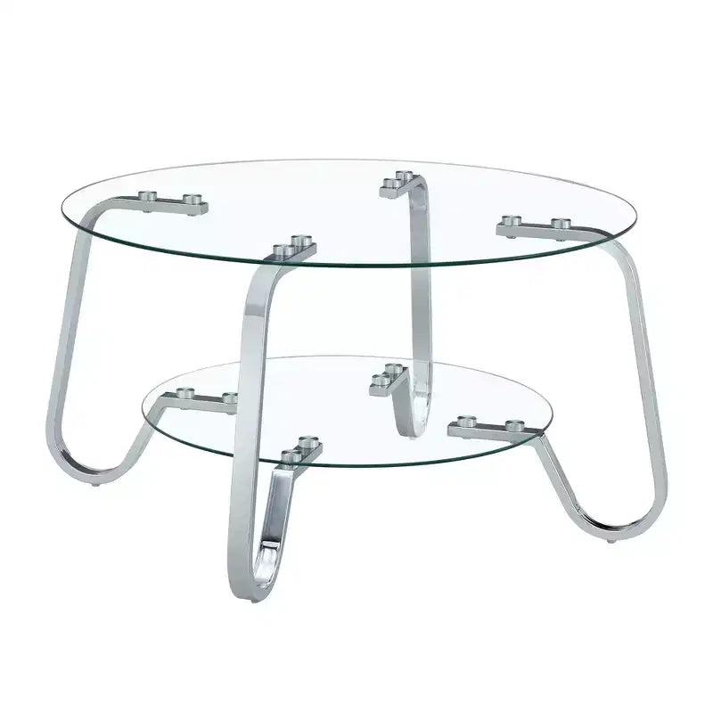 17.7 Glass Coffee Table, Modern Center Table with Tempered Glass Top for Living Room