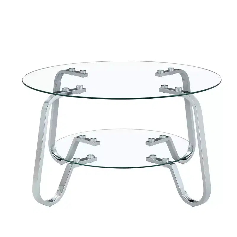 17.7 Glass Coffee Table, Modern Center Table with Tempered Glass Top for Living Room