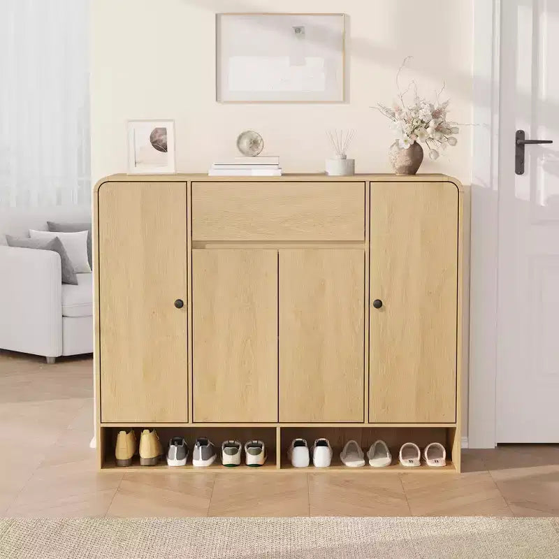 47.2 Shoe Storage Cabinet with 4 Doors and 1 Drawer, Entryway Shoe Organizer Cabinet for Hallway, Living Room or Bedroom