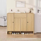 Meuble à chaussures de 120 cm de large avec 4 portes et 1 tiroir, meuble de rangement pour chaussures d'entrée, de salon ou de chambre à coucher