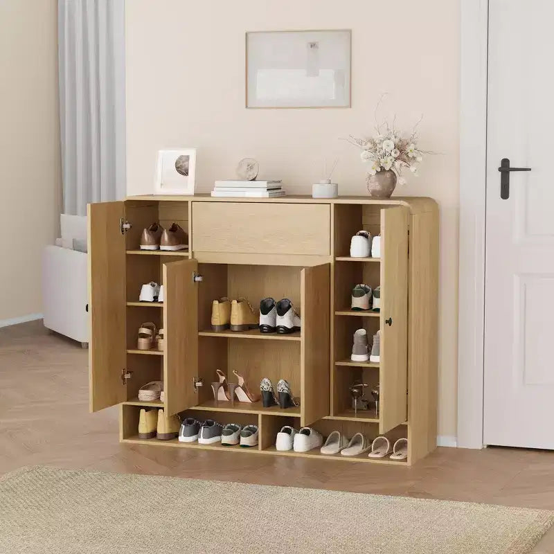 47.2 Shoe Storage Cabinet with 4 Doors and 1 Drawer, Entryway Shoe Organizer Cabinet for Hallway, Living Room or Bedroom