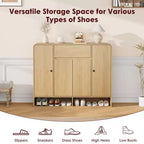 Meuble à chaussures de 120 cm de large avec 4 portes et 1 tiroir, meuble de rangement pour chaussures d'entrée, de salon ou de chambre à coucher