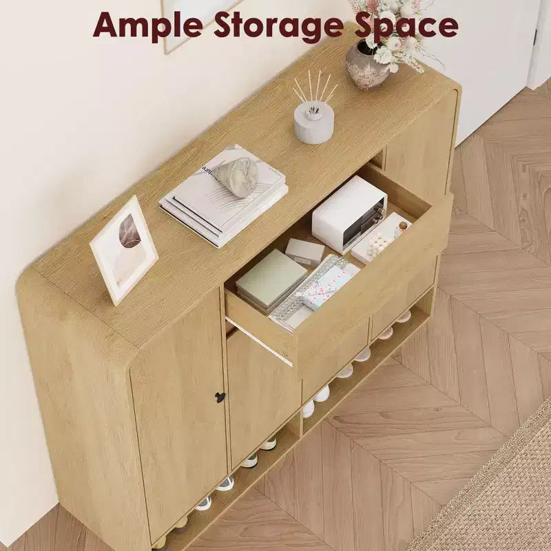 47.2 Shoe Storage Cabinet with 4 Doors and 1 Drawer, Entryway Shoe Organizer Cabinet for Hallway, Living Room or Bedroom