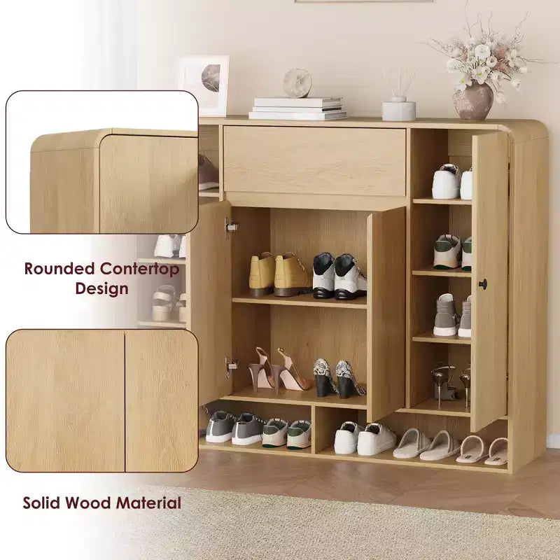 47.2 Shoe Storage Cabinet with 4 Doors and 1 Drawer, Entryway Shoe Organizer Cabinet for Hallway, Living Room or Bedroom