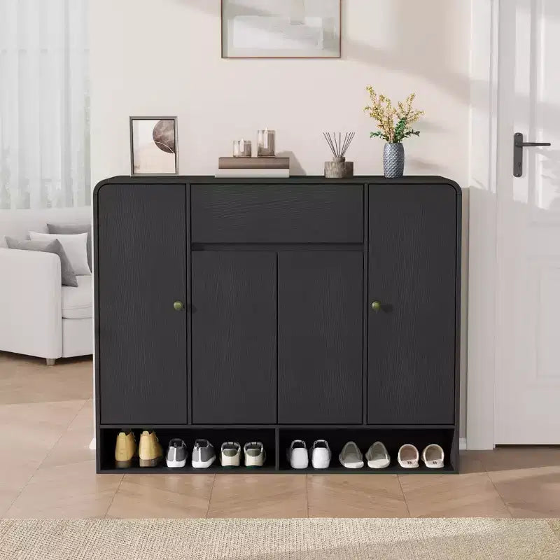 47.2 Shoe Storage Cabinet with 4 Doors and 1 Drawer, Entryway Shoe Organizer Cabinet for Hallway, Living Room or Bedroom